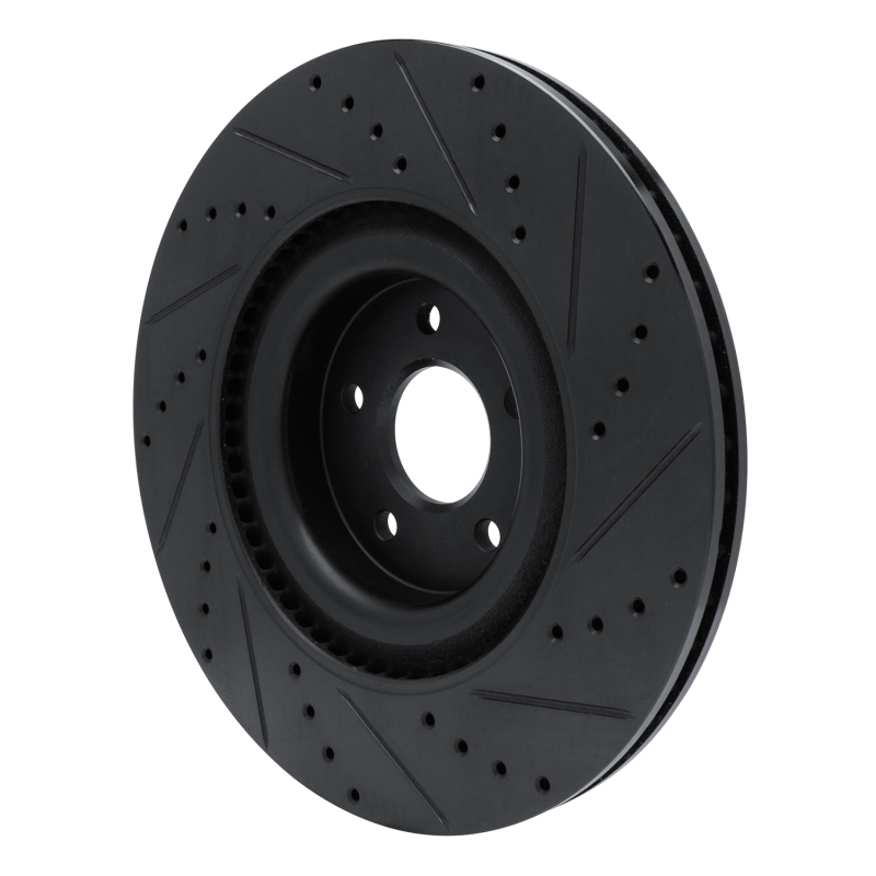 Ford Focus Brake Rotor (1) - Front Left - R1 Concepts - Drilled & Slotted - Black - `16-`18